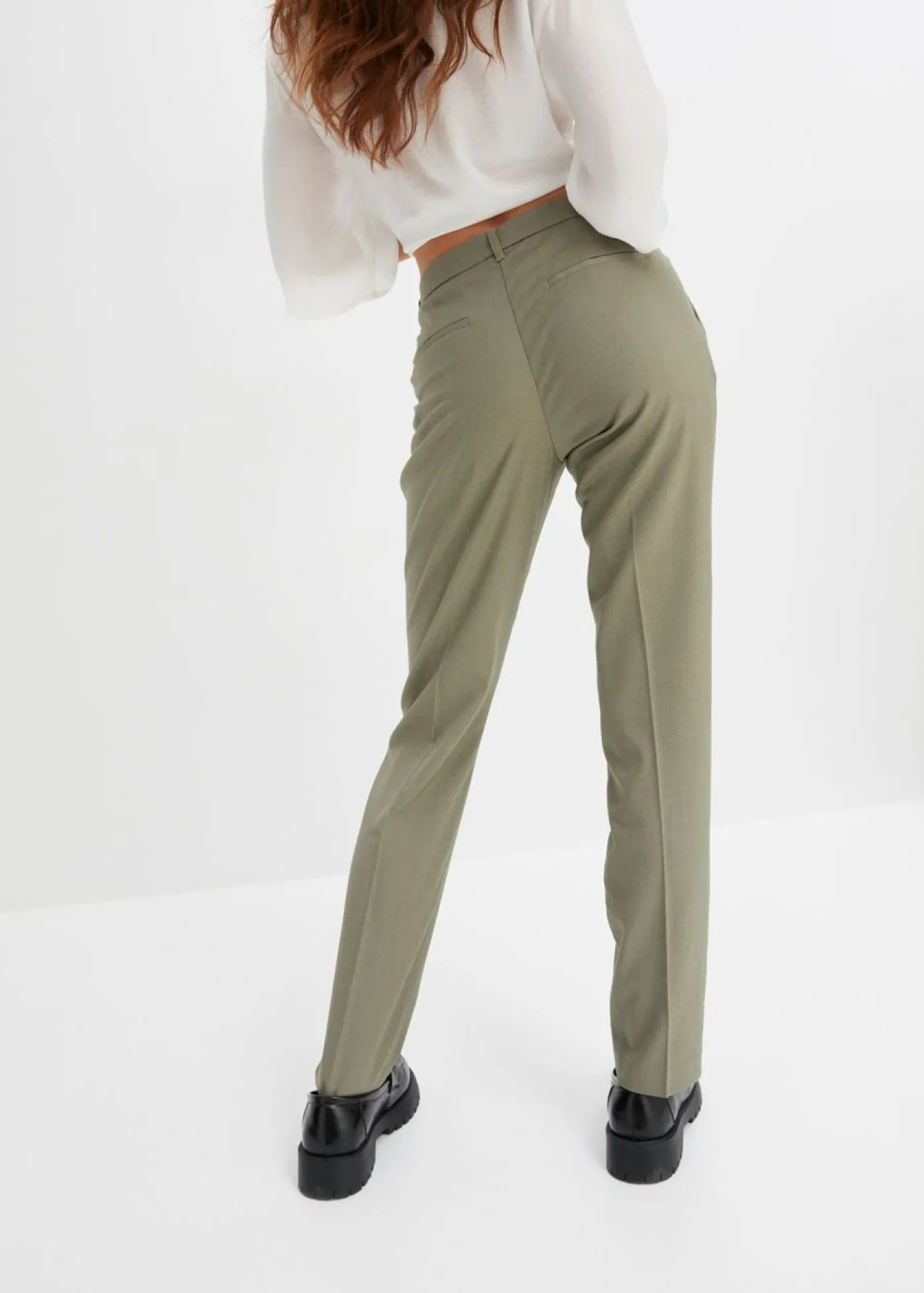 bonprix bonprix Pantalones>Pantalón de traje con pinzas Verde oliva