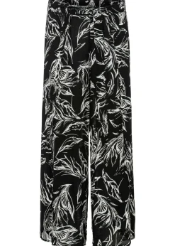 bonprix bonprix Pantalones>Pantalón de viscosa estructurada Negro-blanco de flores