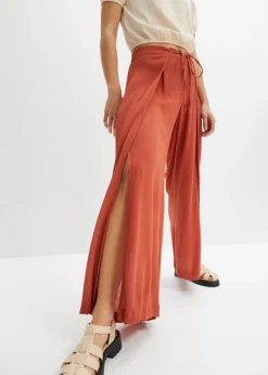bonprix bonprix Pantalones>Pantalón de viscosa fluida Rojo cuarzo