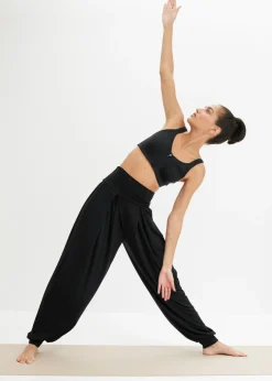 Mujer bonprix bonprix Pantalón deportivo ancho con cintura doblada