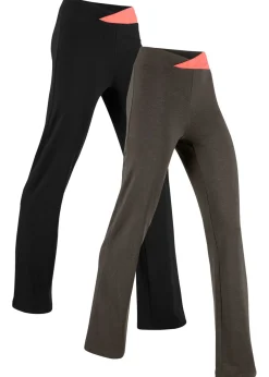 Mujer bonprix bonprix Pantalón deportivo de algodón, bootcut (2 unidades)