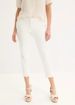 bonprix bonprix Pantalones>Pantalón ejecutivo de largo capri Blanco lana