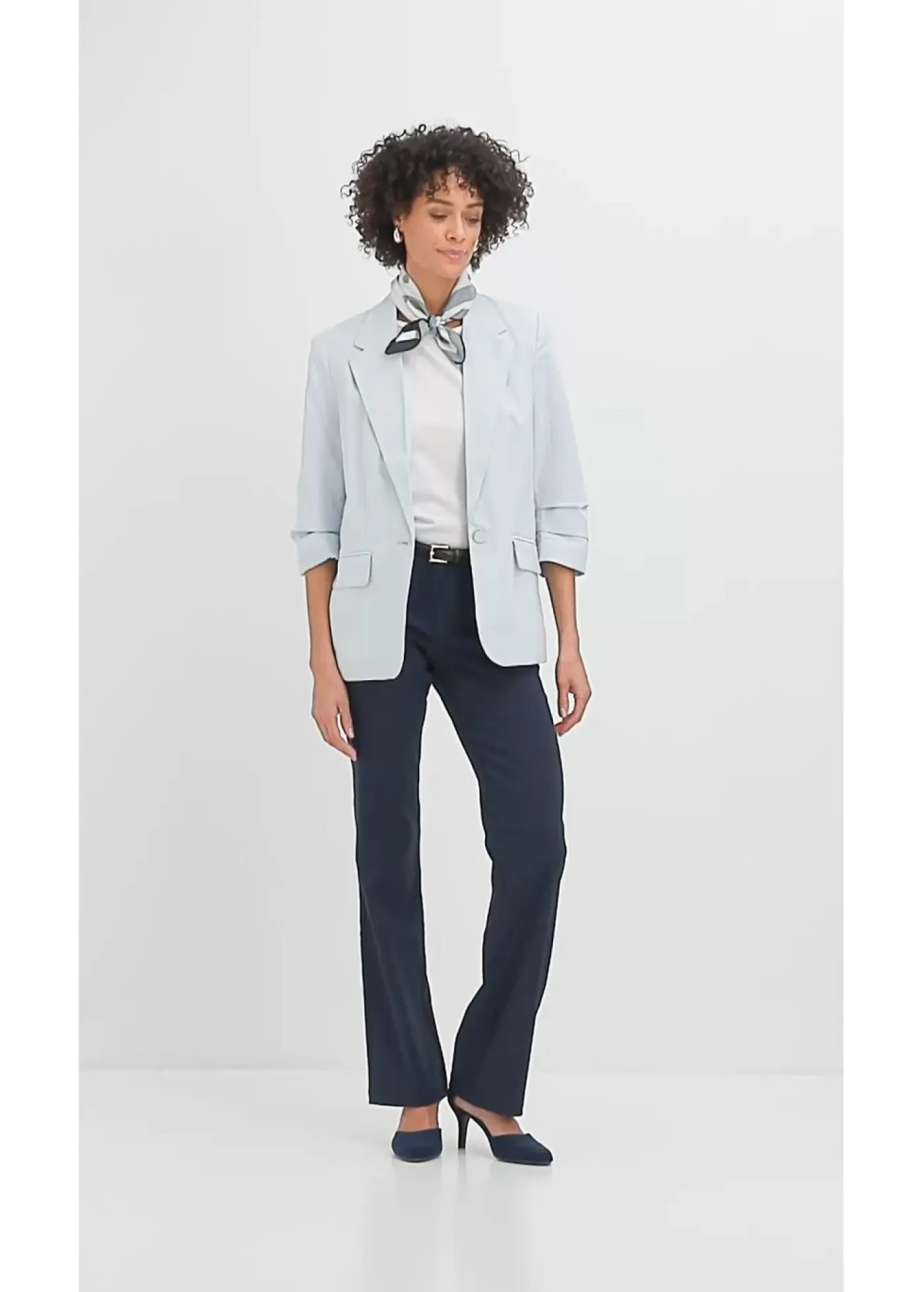 bonprix bonprix Pantalones|Tallas Pequeñas>Pantalón elástico, bootcut Azul marino