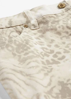 bonprix bonprix Pantalones>Pantalón elástico capri con estampado estampado leo beige