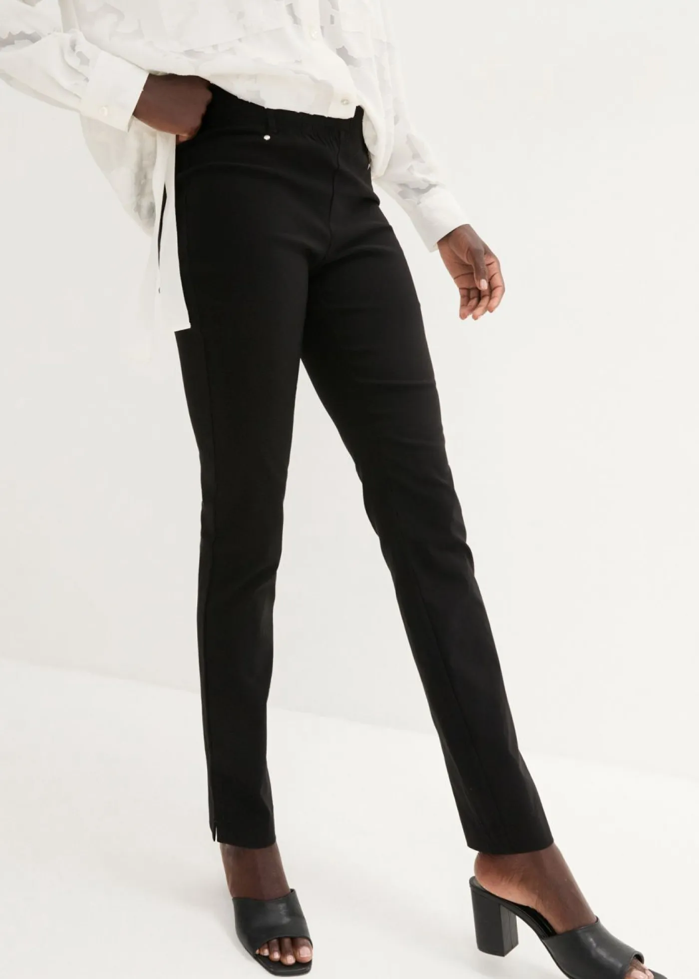 bonprix bonprix Tallas Pequeñas>Pantalón elástico con cintura antideslizante Negro