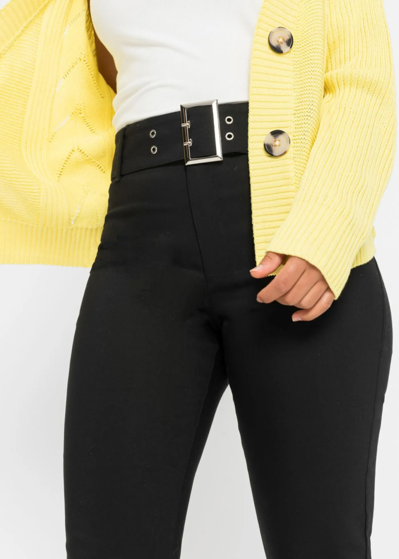Mujer bonprix bonprix Pantalón elástico con cinturón