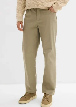 bonprix bonprix Básicos En Rebajas|Pantalones>Pantalón elástico con corte informal, cinturilla elástica y forma recta Caqui nuevo