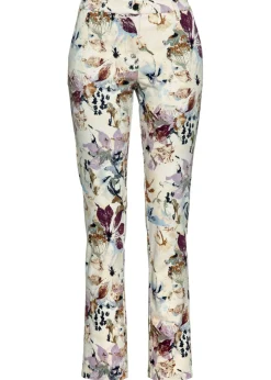 bonprix bonprix Pantalones|Tallas Pequeñas>Pantalón elástico con estampado de flores Crudo de flores
