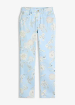 bonprix bonprix Pantalones>Pantalón elástico con estampado Azul pálido-rosa claro de flores