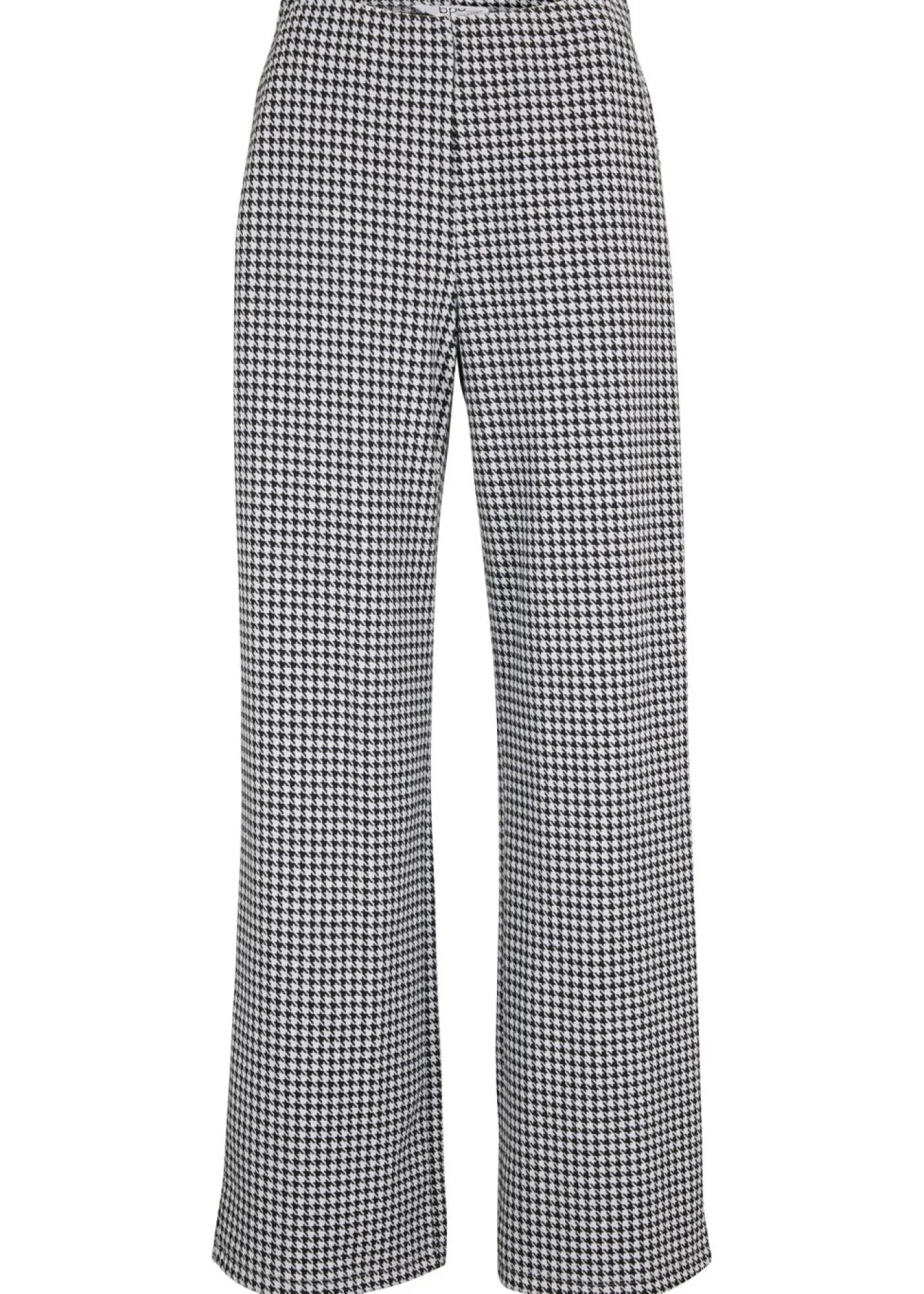 bonprix bonprix Pantalones>Pantalón elástico con pata de gallo, pernera ancha Negro-blanco de cuadros