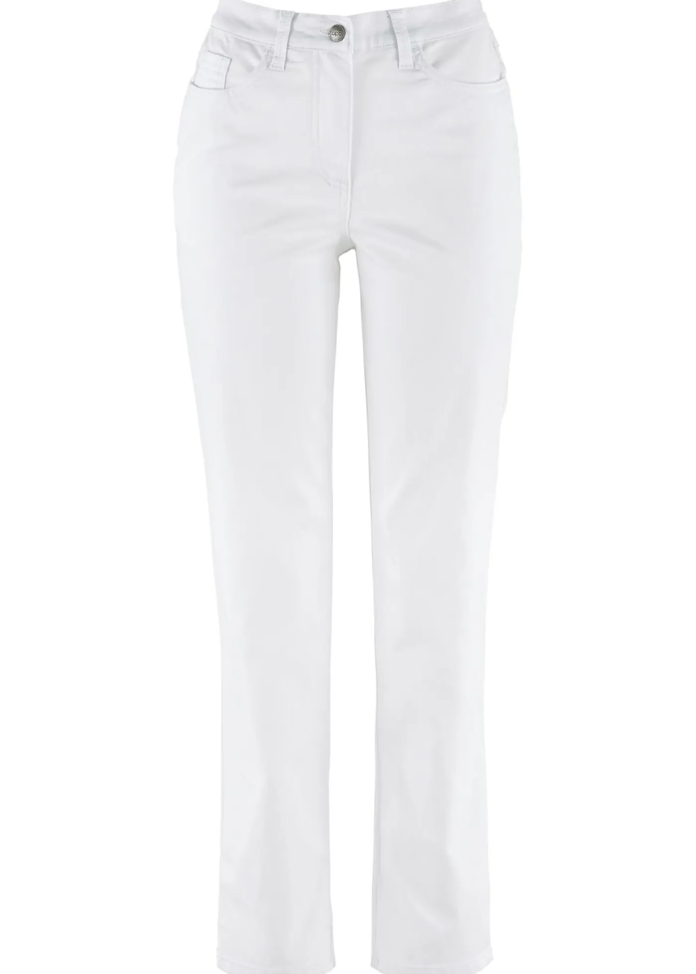 bonprix bonprix Pantalones>Pantalón elástico con perneras rectas, mid waist Blanco