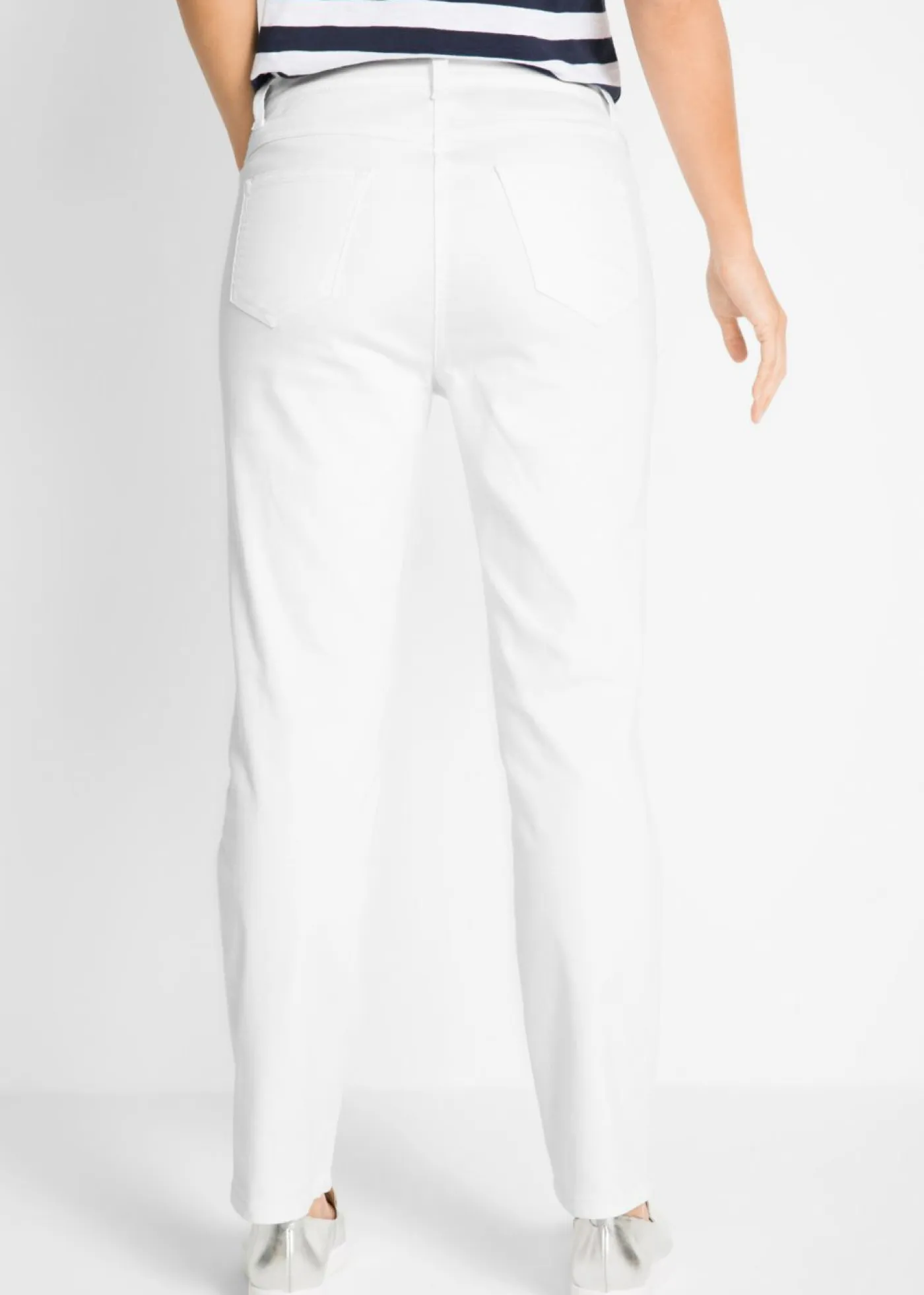bonprix bonprix Pantalones>Pantalón elástico con perneras rectas, mid waist Blanco