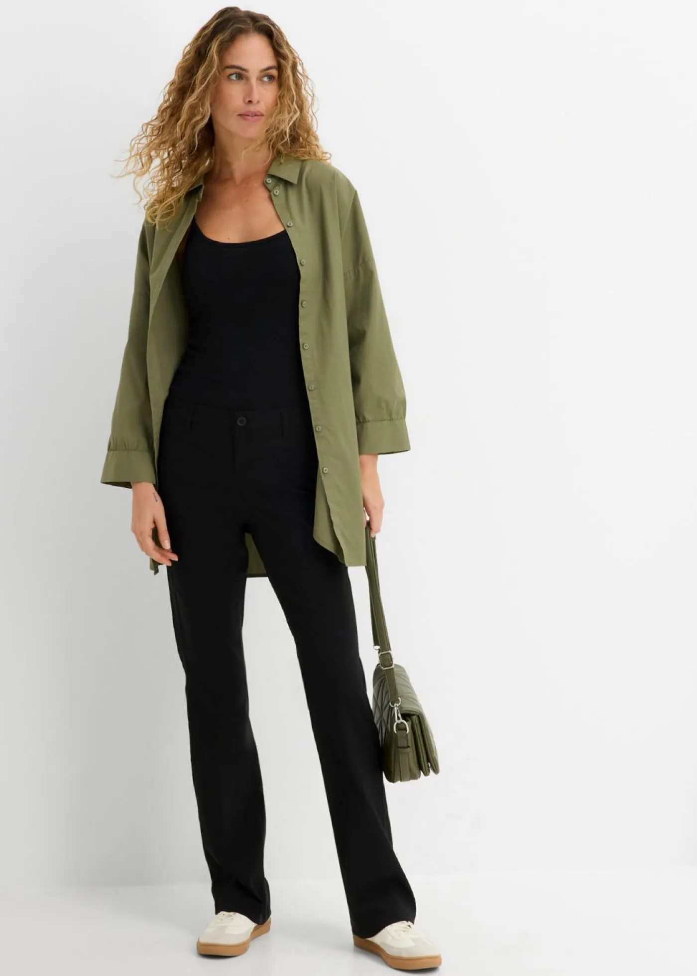 bonprix bonprix Pantalones>Pantalón elástico de bengalina, bootcut Negro