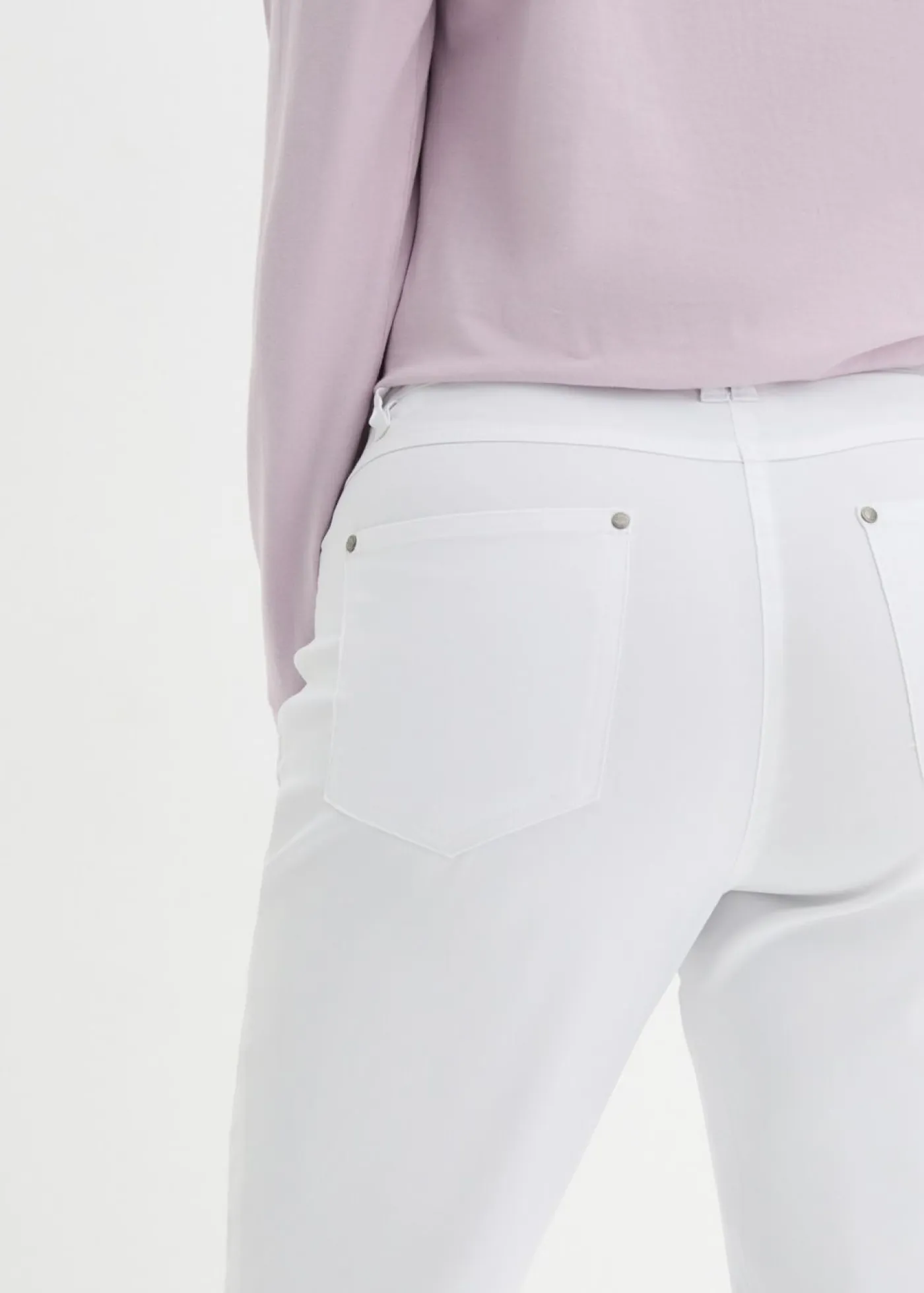 bonprix bonprix Pantalones>Pantalón elástico de bengalina con cintura cómoda de corte recto Blanco