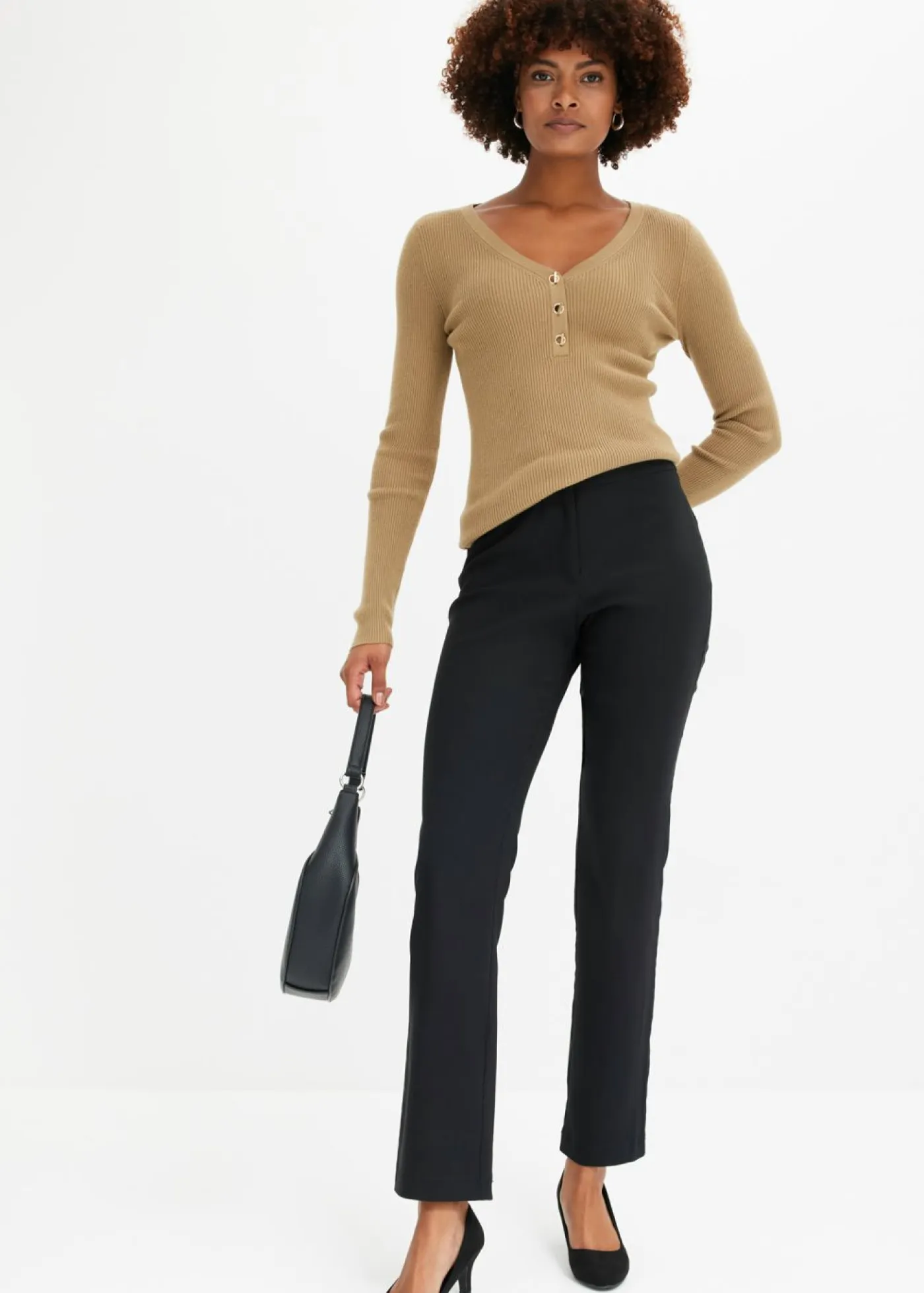 bonprix bonprix Tallas Pequeñas>Pantalón elástico de bengalina Negro