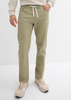bonprix bonprix Básicos En Rebajas|Pantalones>Pantalón elástico de corte regular y recto Caqui nuevo