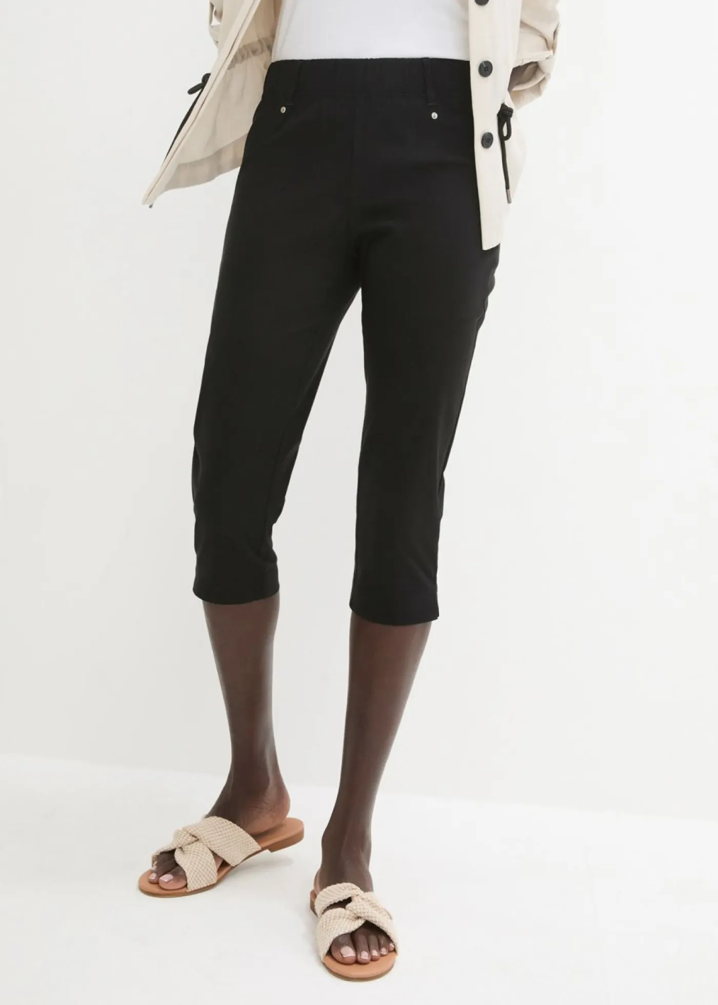 Mujer bonprix bonprix Pantalón elástico de corte capri con cintura elástica