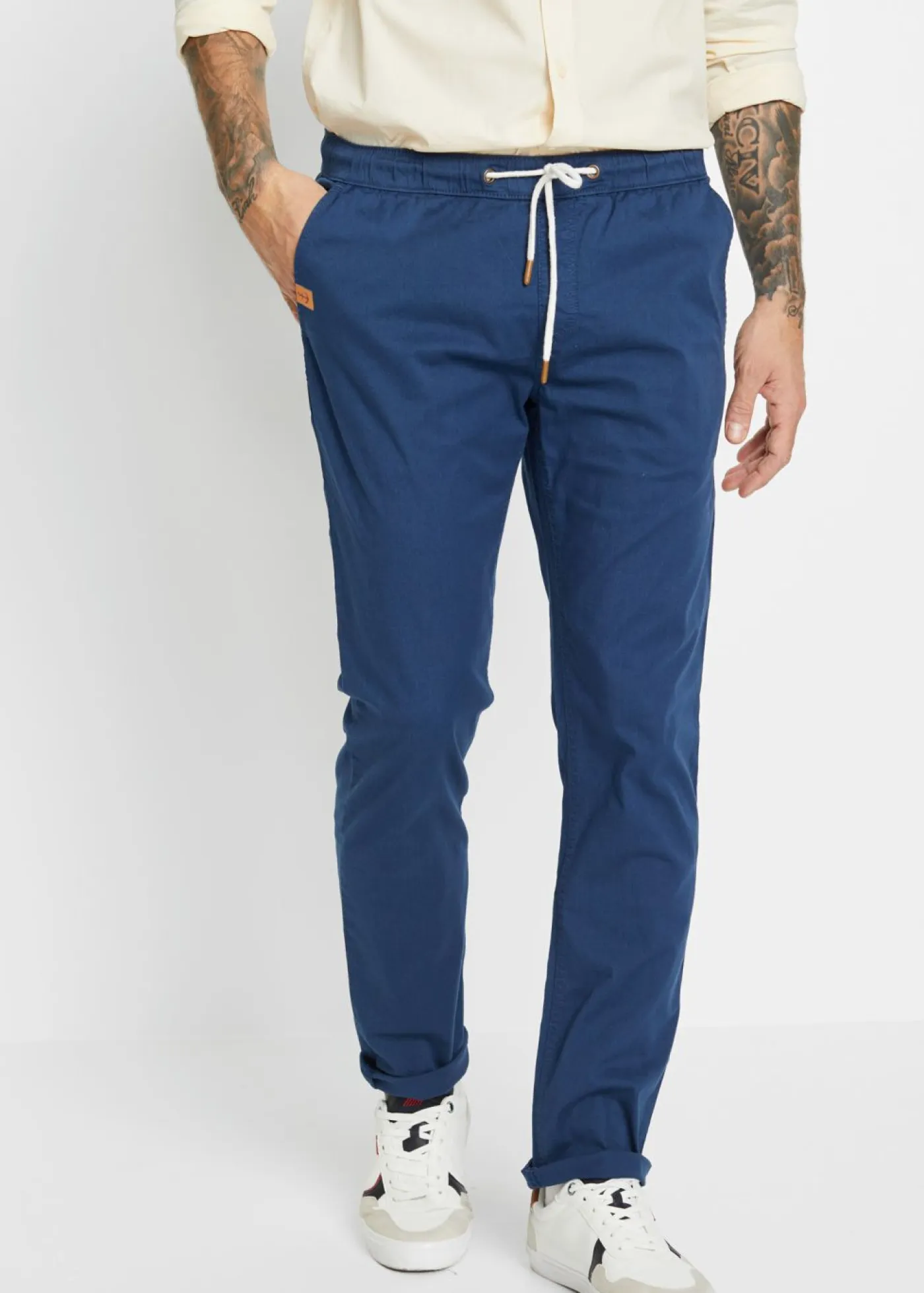 bonprix bonprix Pantalones>Pantalón elástico de corte recto y ajustado Azul marino