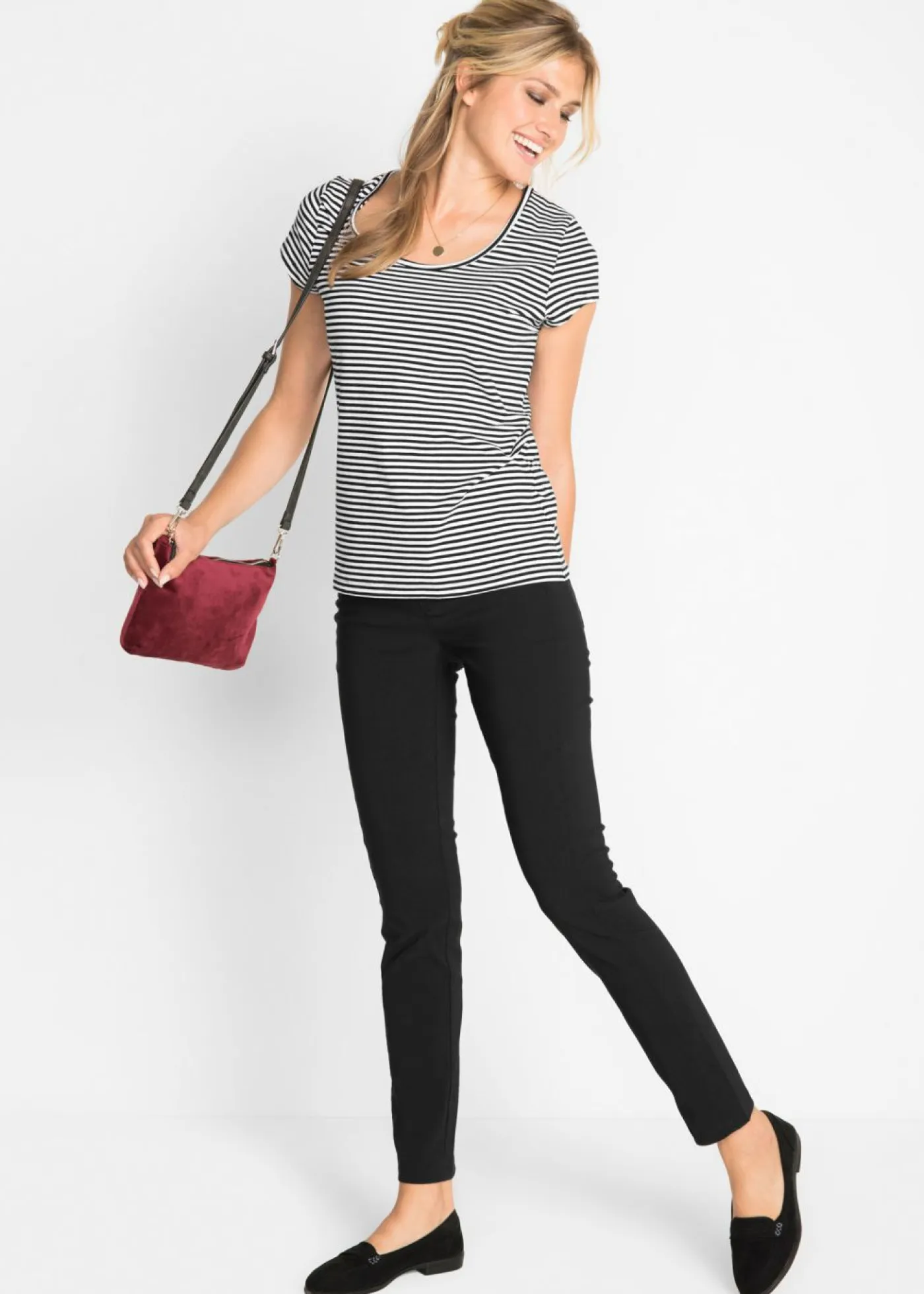 Mujer bonprix bonprix Pantalón elástico de corte recto de bengalina