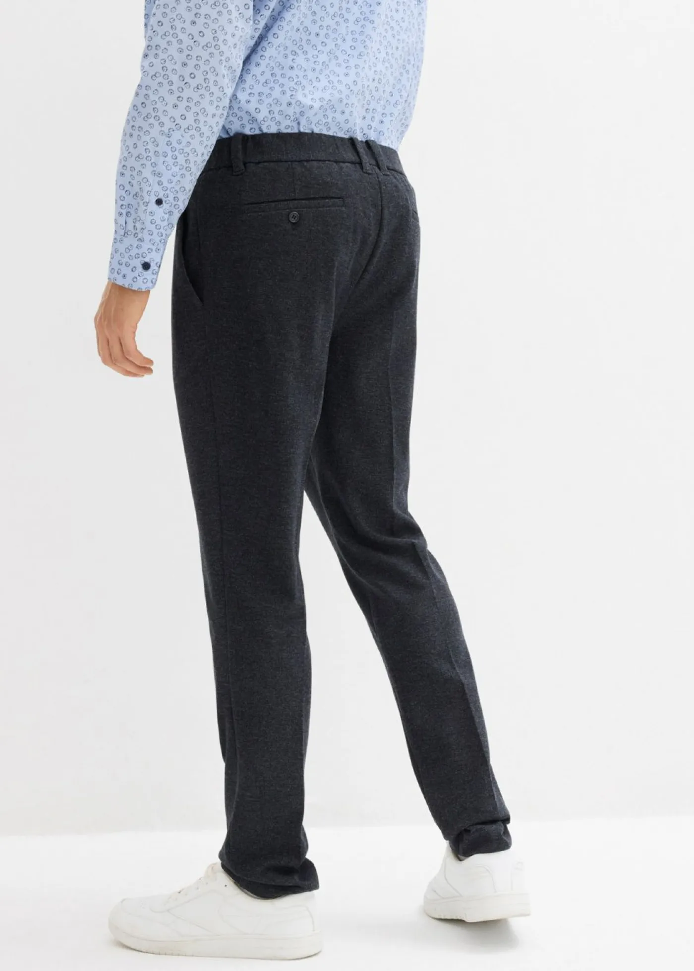 bonprix bonprix Pantalones>Pantalón elástico de traje con cinturilla cómoda y corte regular Azul marino jaspeado