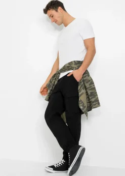 Hombre bonprix bonprix Pantalón elástico sin cierre con bolsillos tipo cargo y corte holgado