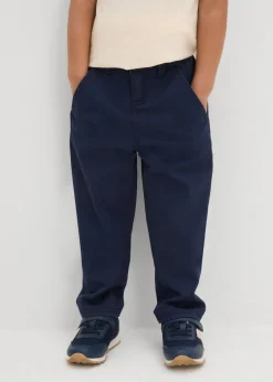 bonprix bonprix Ropa 2 A 9 Años·Vaqueros Y Pantalones>Pantalón elástico tipo chino con cintura ajustable y corte ajustado/recto Azul marino