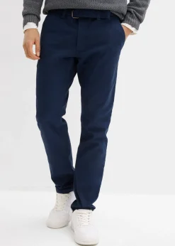 bonprix bonprix Básicos En Rebajas|Pantalones>Pantalón elástico tipo chinos con regular, cinturilla elástica, cinturón y forma recta Azul marino