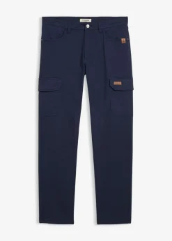 bonprix bonprix Pantalones>Pantalón elásticos, slim fit, con bolsillos cargo, straight Azul marino