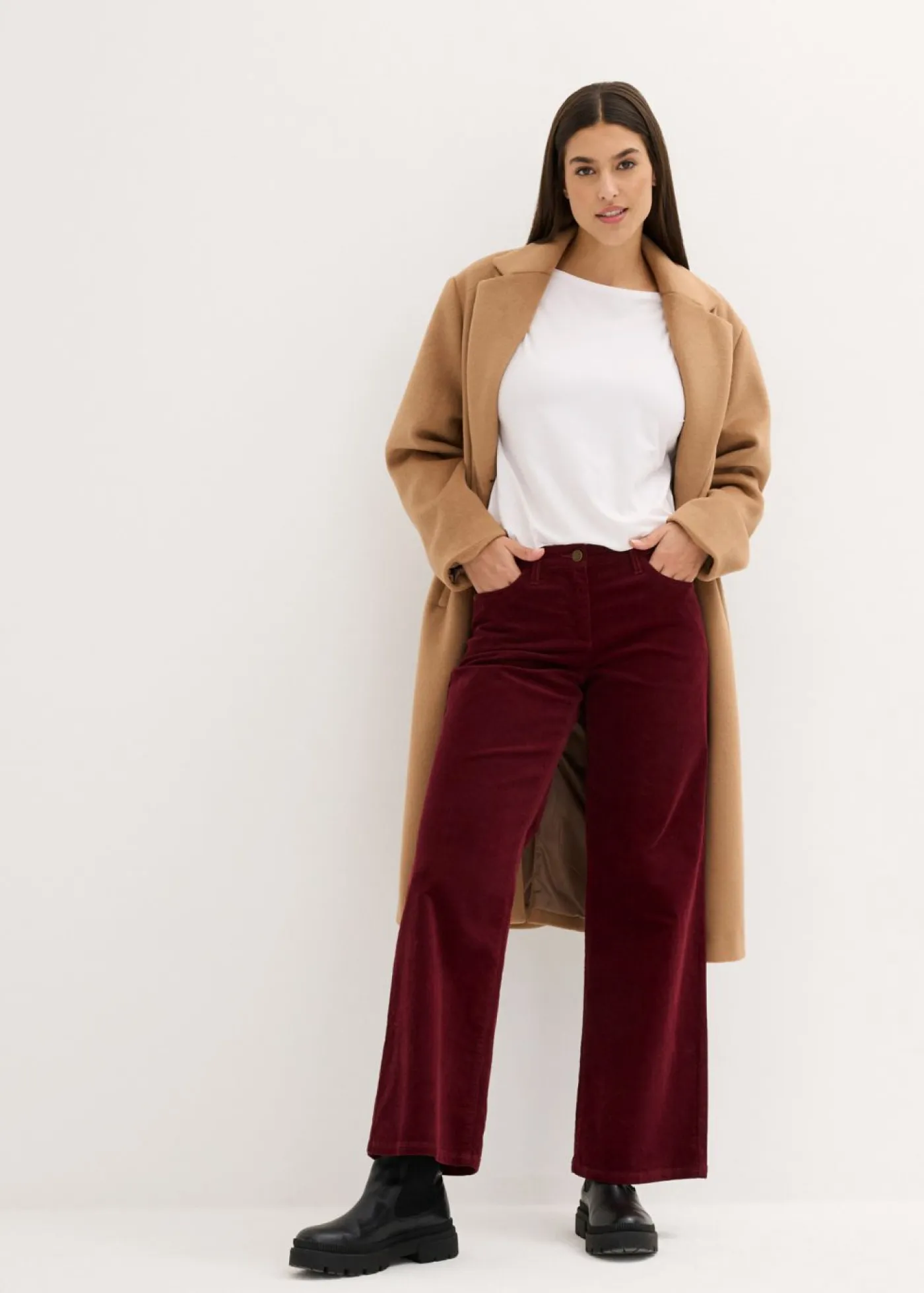 bonprix bonprix Pantalones>Pantalón estilo Marlene de pana rojo avellana