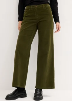 bonprix bonprix Pantalones>Pantalón estilo Marlene de pana Verde oliva oscuro