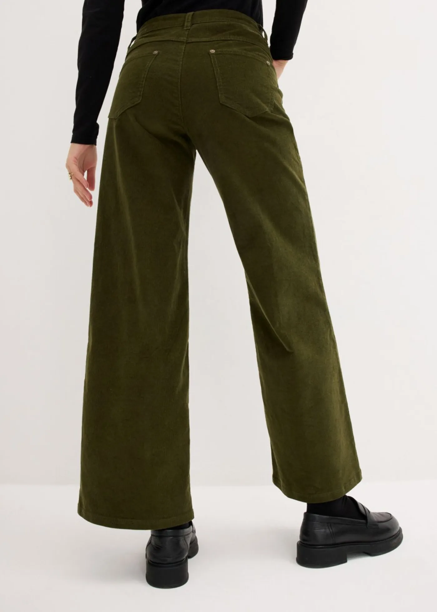 bonprix bonprix Pantalones>Pantalón estilo Marlene de pana Verde oliva oscuro