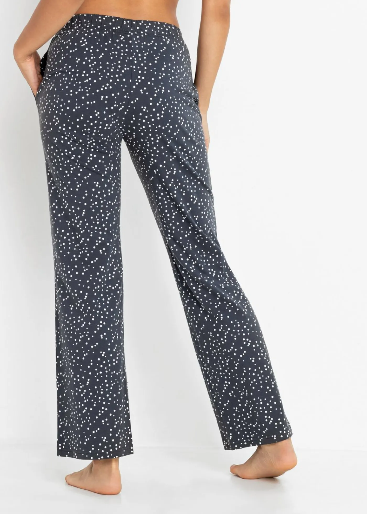 bonprix bonprix Ropa Para Dormir>Pantalón largo de pijama de algodón orgánico puro (2 unidades) Azul grisáceo con lunares/rosa empolvado