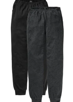 bonprix bonprix Básicos|Ropa Para Dormir>Pantalón largo de pijama (2 unidades) Antracita jaspeado-negro