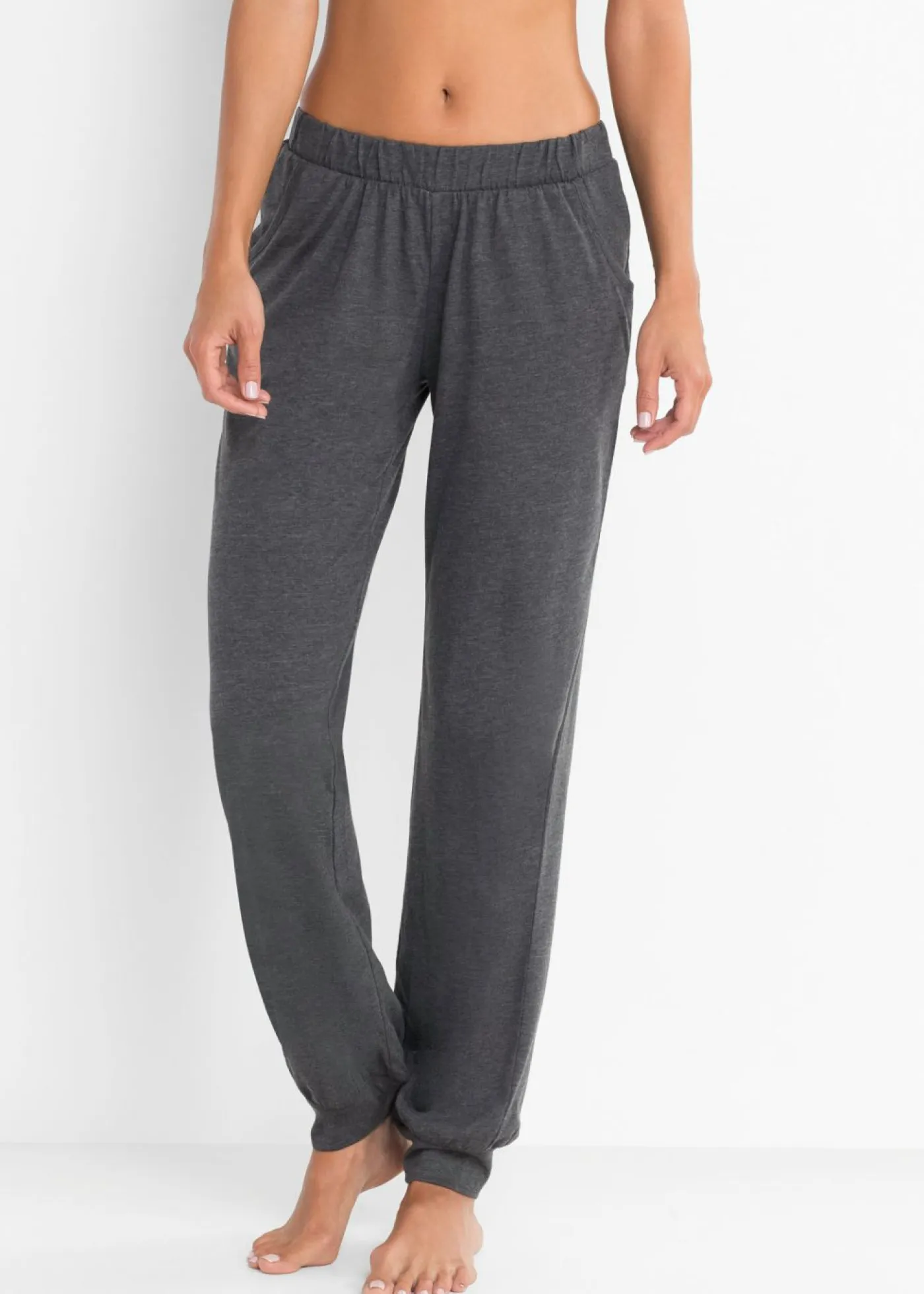 bonprix bonprix Básicos|Ropa Para Dormir>Pantalón largo de pijama (2 unidades) Antracita jaspeado-negro