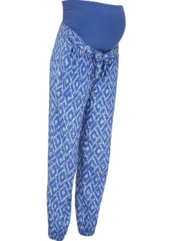 bonprix bonprix Premamá>Pantalón ligero premamá de viscosa con corte holgado Azul zafiro-blanco con estampado gráfico
