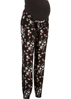 bonprix bpc bonprix collection Premamá>Pantalón ligero premamá de viscosa con corte holgado Negro estampado