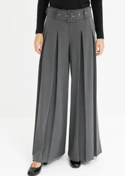 bonprix bonprix Tallas Pequeñas>Pantalón Marlene ancho con mezcla de viscosa fluida Antracita jaspeado