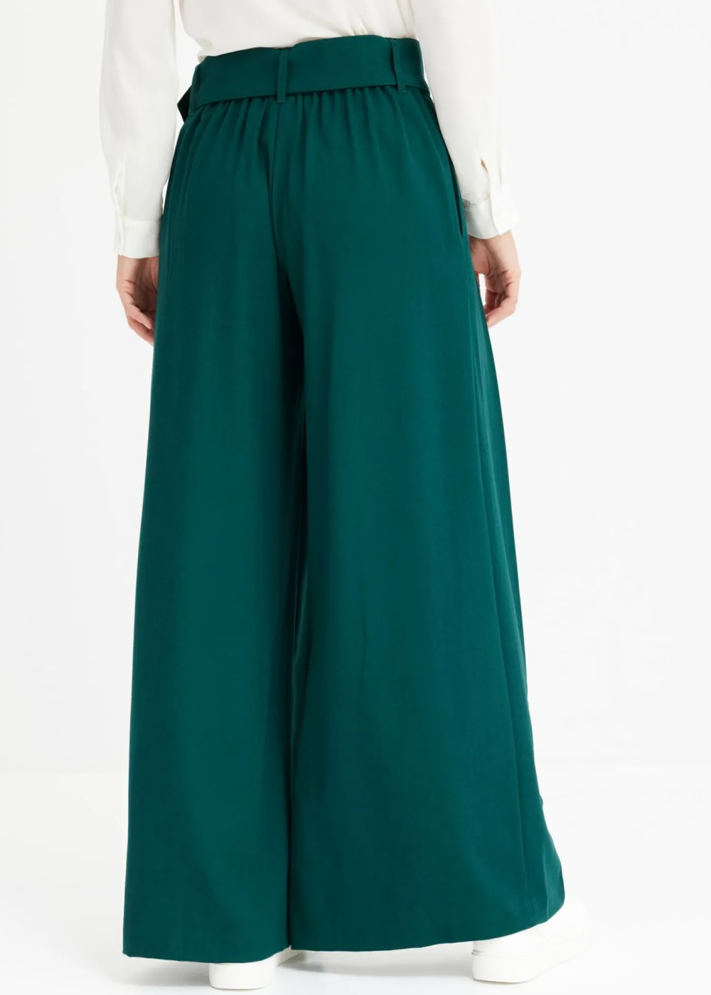 bonprix bonprix Pantalones|Tallas Pequeñas>Pantalón Marlene ancho con mezcla de viscosa fluida Verde intenso
