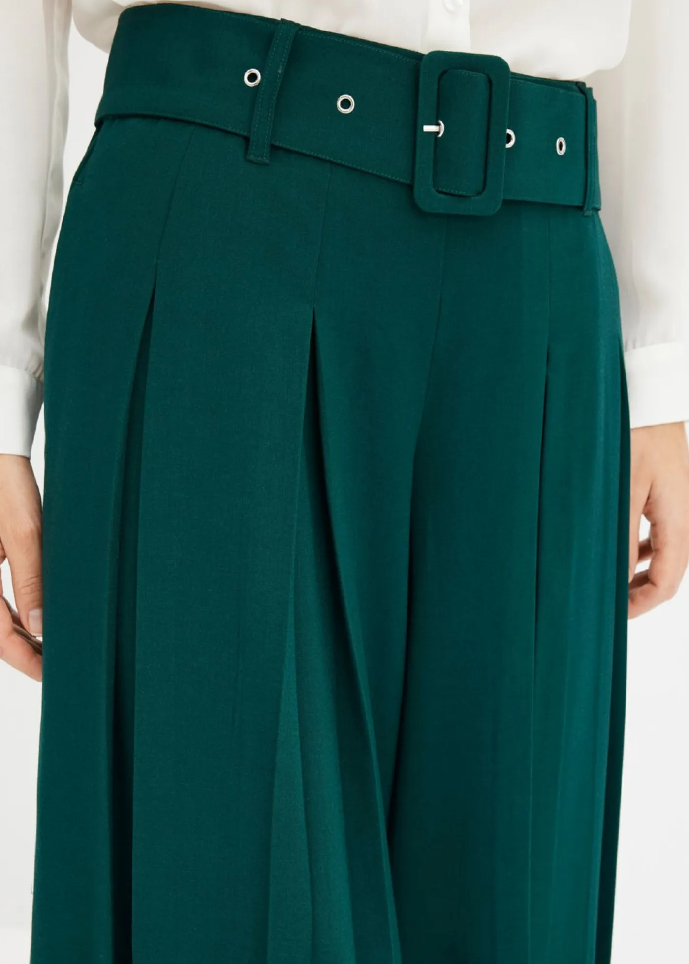 bonprix bonprix Pantalones|Tallas Pequeñas>Pantalón Marlene ancho con mezcla de viscosa fluida Verde intenso