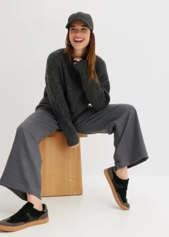 Mujer bonprix bonprix Pantalón Marlene con aspecto de lana