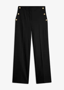 bonprix bonprix Pantalones>Pantalón Marlene con botones decorativos Negro