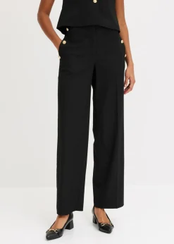 bonprix bonprix Pantalones>Pantalón Marlene con botones decorativos Negro