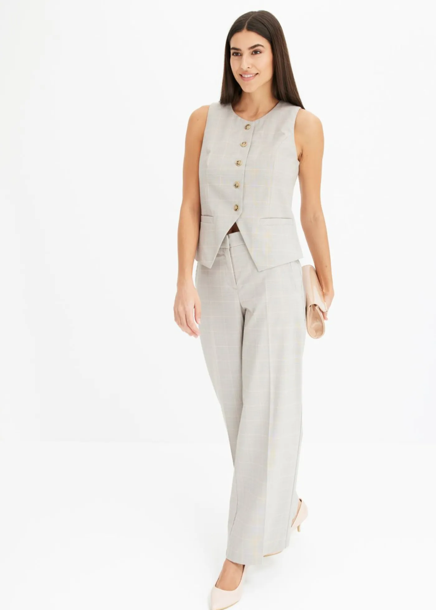 Mujer bonprix bonprix Pantalón Marlene con viscosa de cuadro galés