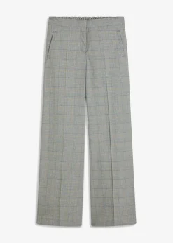 bonprix bonprix Pantalones|Tallas Pequeñas>Pantalón Marlene con viscosa de cuadro galés Negro-arena de cuadros