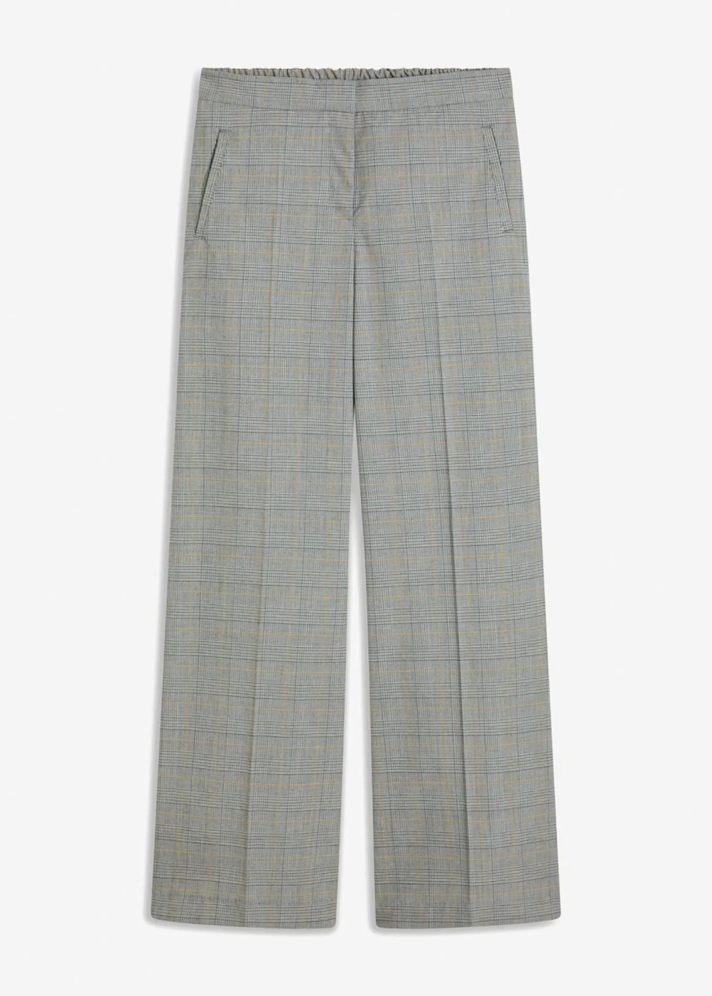 bonprix bonprix Pantalones|Tallas Pequeñas>Pantalón Marlene con viscosa de cuadro galés Negro-arena de cuadros