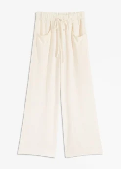 bonprix bonprix Pantalones>Pantalón Marlene de crepé ligero Beige natural
