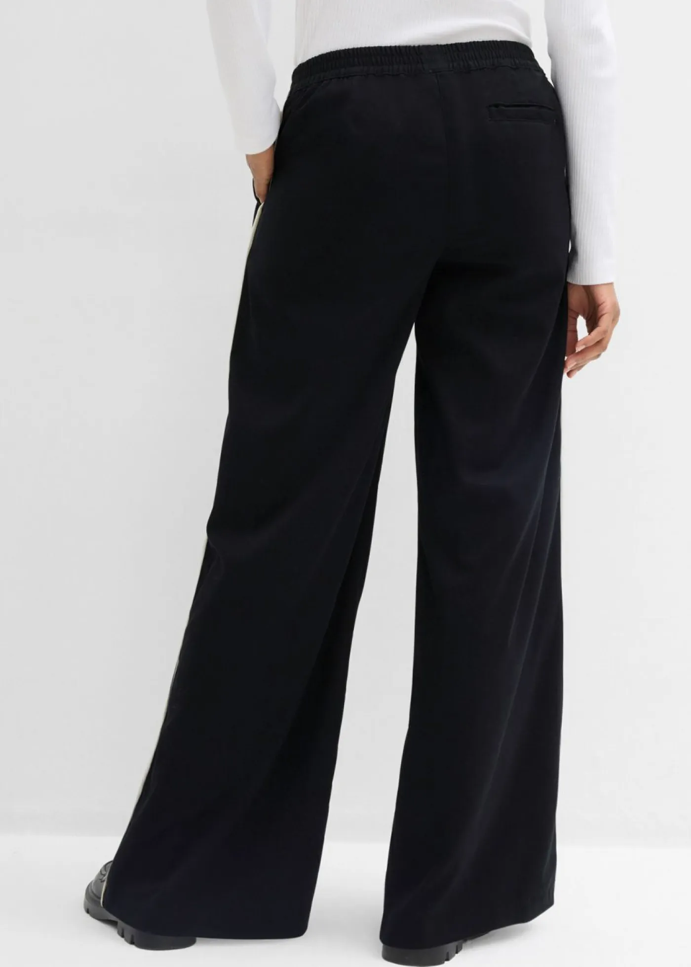 bonprix bonprix Esenciales|Pantalones>Pantalón Marlene de mezcla de viscosa Negro-blanco lana