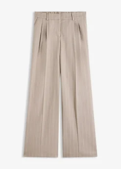 bonprix bonprix Pantalones>Pantalón Marlene de raya diplomática Marrón grisáceo/blanco perla de rayas