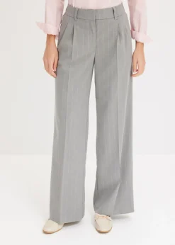 bonprix bonprix Pantalones>Pantalón Marlene de raya diplomática gris-beige con rayas