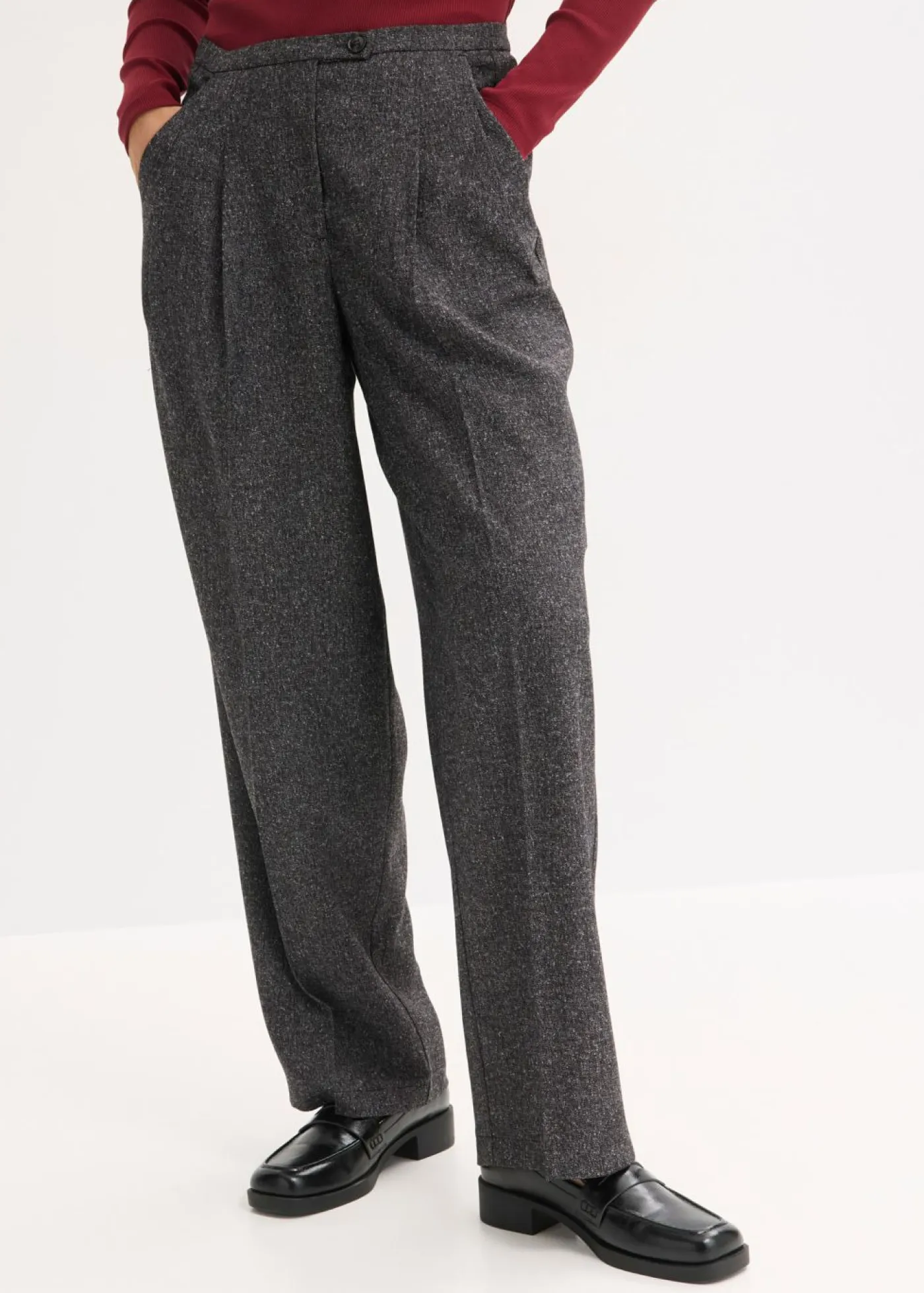 bonprix bonprix Esenciales|Pantalones>Pantalón Marlene de suave mezcla de viscosa Gris jaspeado